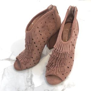 Jessica Simpson Fringed ankle booties.